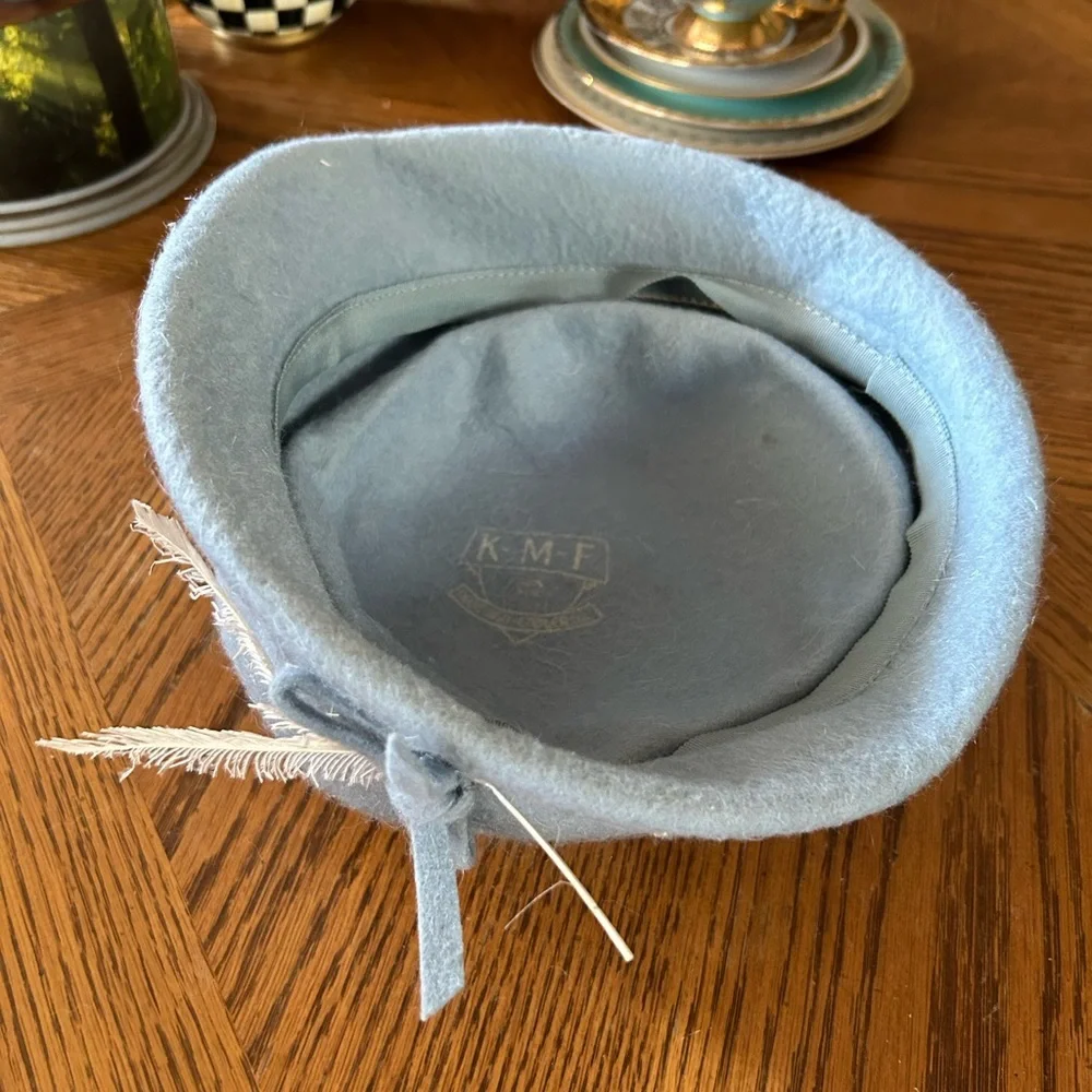 Vintage Baby Blue Pillbox-like Hat